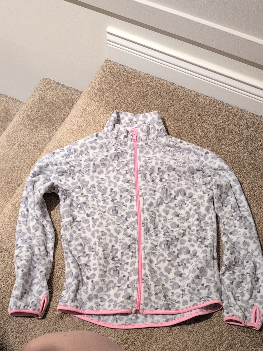 H&M Gray Leopard Print Jacket with Pink Trim
